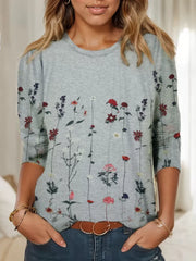 Graphic Round Neck Long Sleeve T-shirt