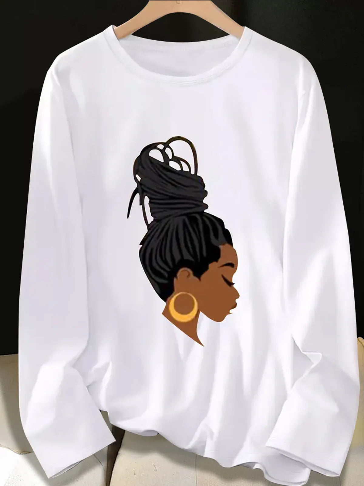 Graphic Round Neck Long Sleeve T-shirt