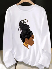 Graphic Round Neck Long Sleeve T-shirt