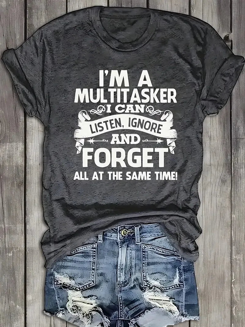 Letter Round Neck Regular Sleeve Short Sleeve T-shirt