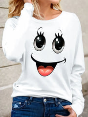 Graphic Round Neck Regular Sleeve Long Sleeve T-shirt