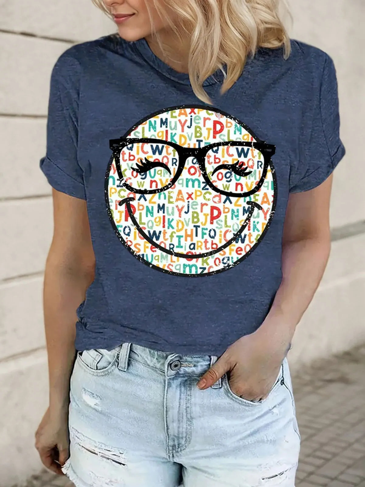 Graphic Round Neck Short Sleeve T-shirt