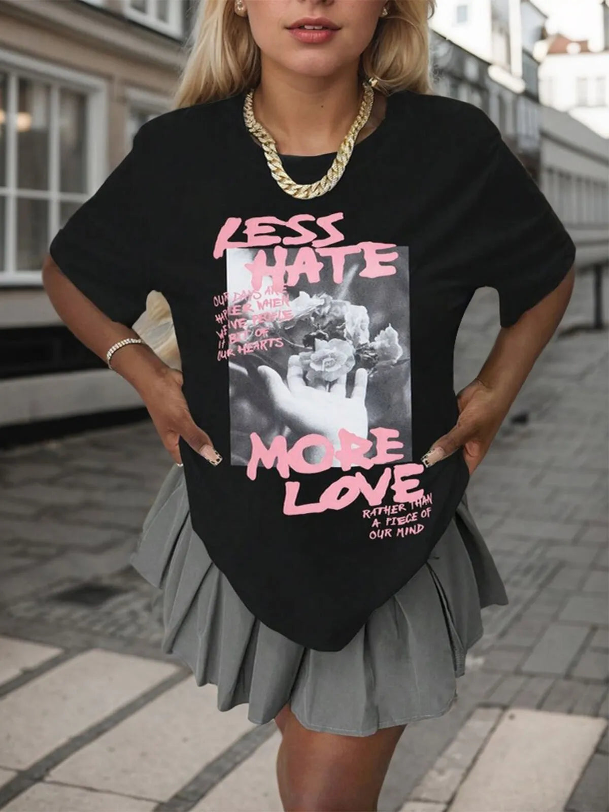 Graphic Round Neck Short Sleeve T-shirt
