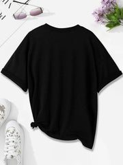 Cat Graphic Round Neck Short Sleeve T-shirt