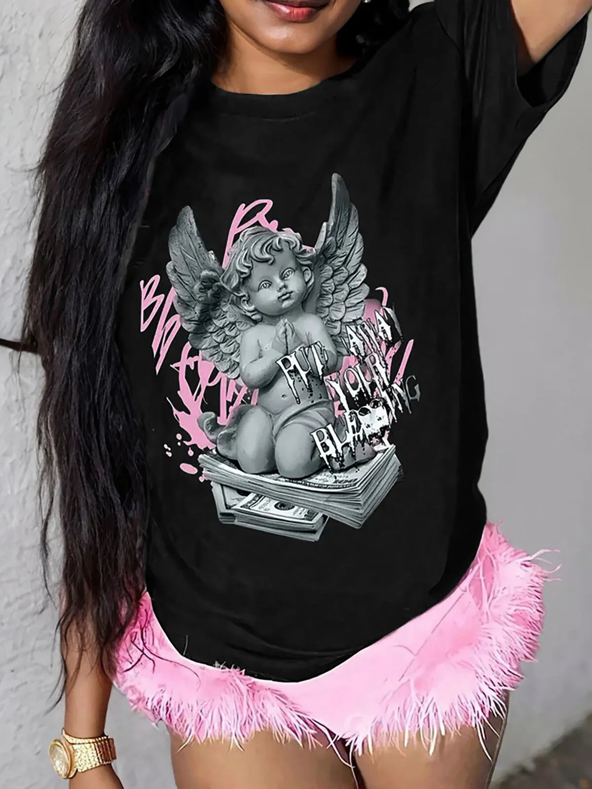 Graphic Round Neck Short Sleeve T-shirt