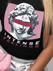 Graphic Round Neck Short Sleeve T-shirt