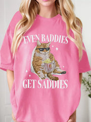 Cat Graphic Round Neck Short Sleeve T-shirt