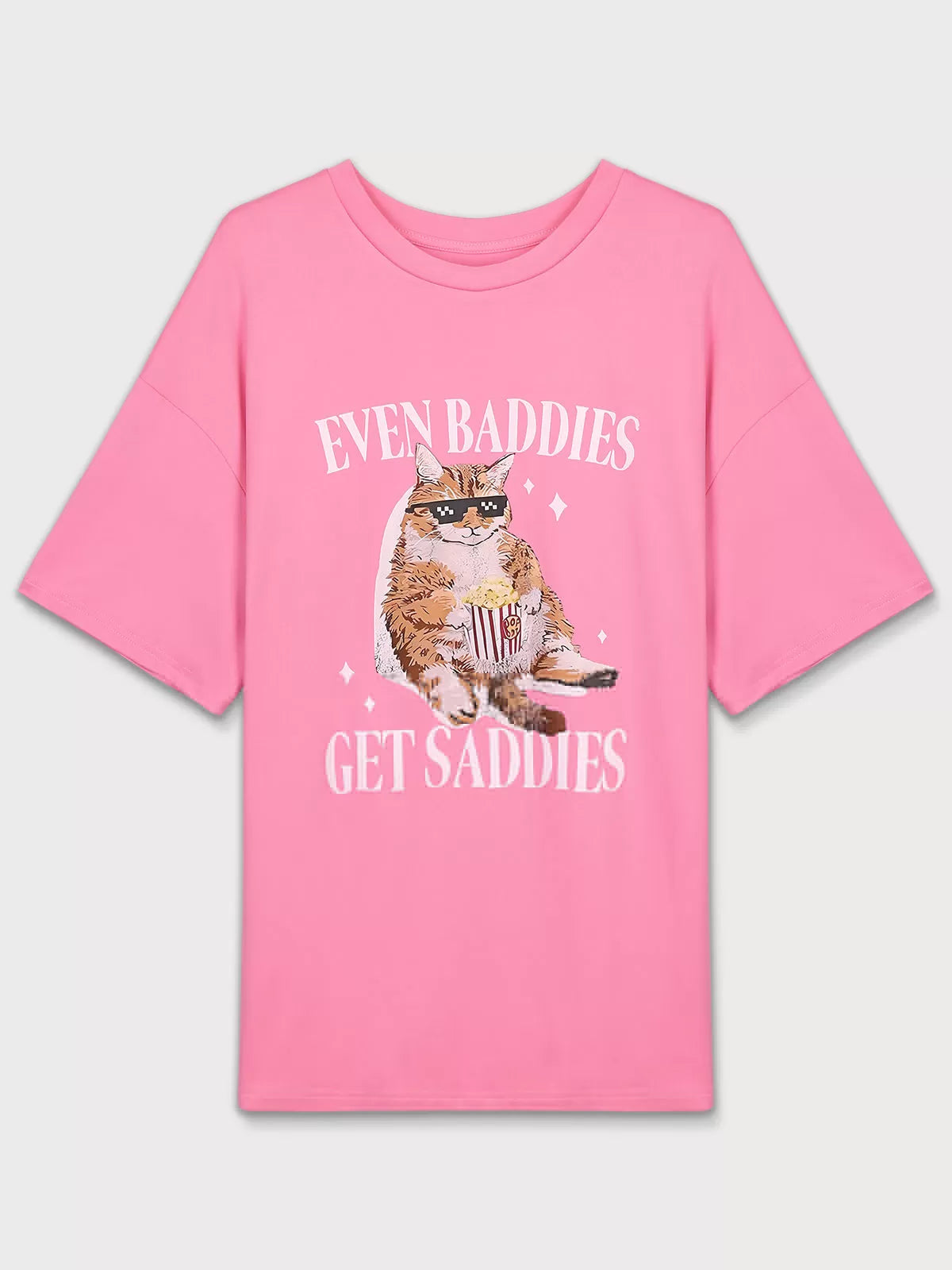 Cat Graphic Round Neck Short Sleeve T-shirt