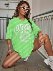 Letter Round Neck Short Sleeve T-shirt