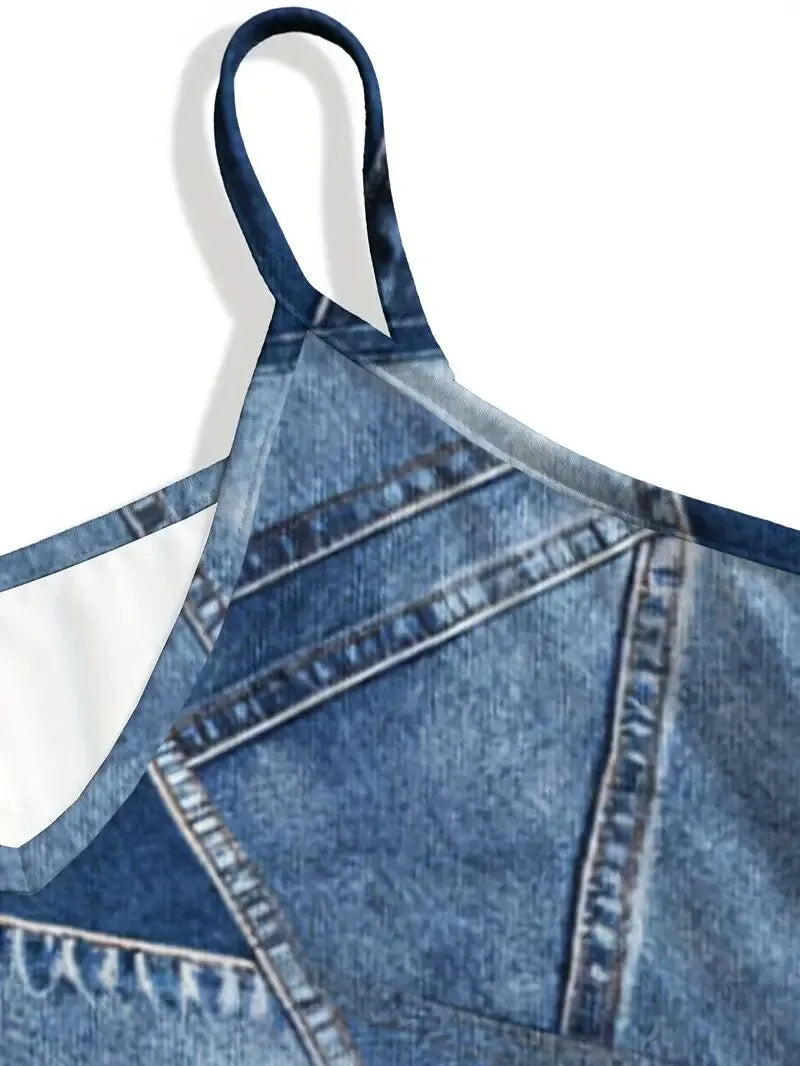 Graphic Spaghetti Strap A-line Dress