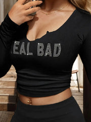 Graphic V-neck Regular Sleeve Long Sleeve Blouse