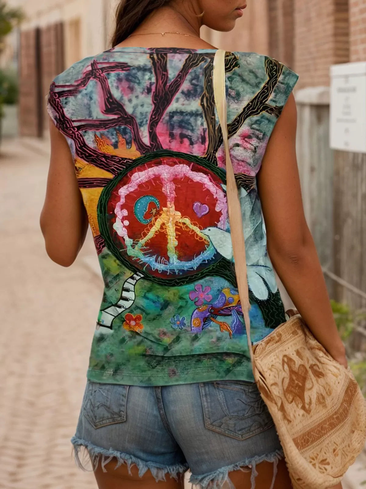 Graphic V-neck Regular Sleeve Short Sleeve T-shirt