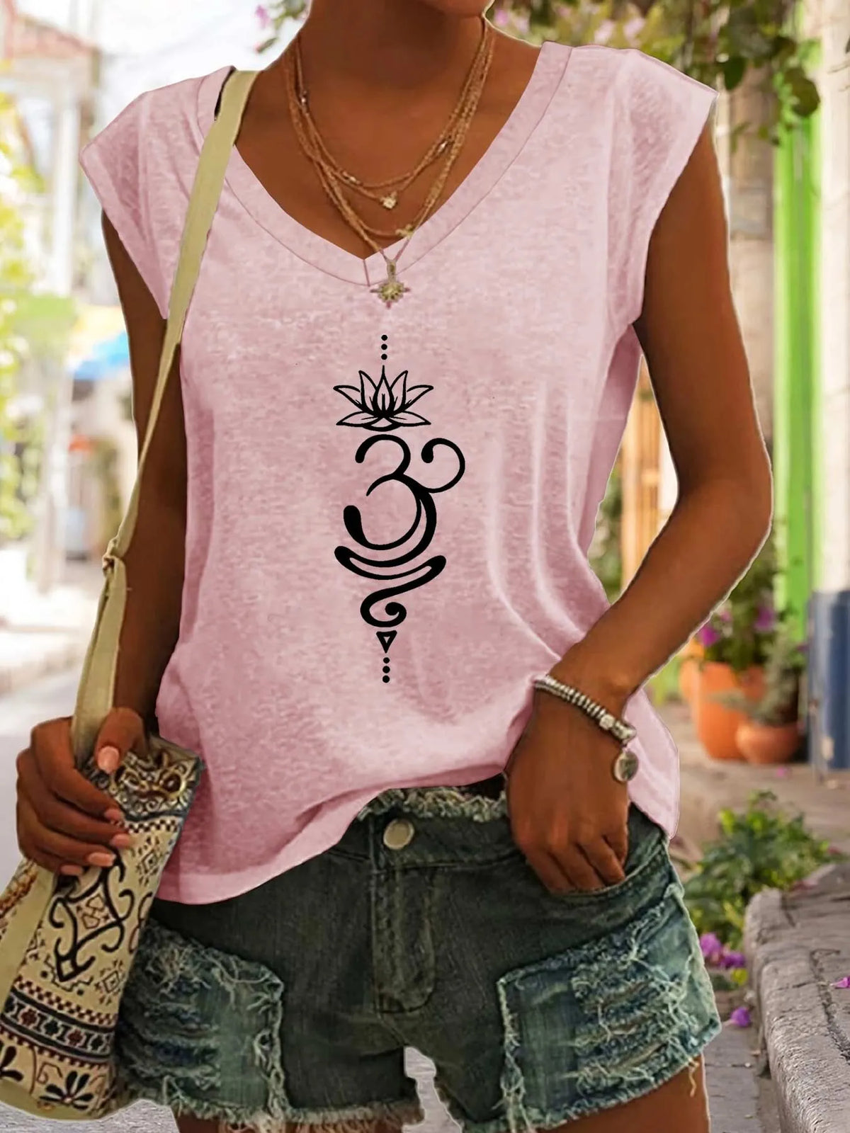 Graphic V-neck Tank