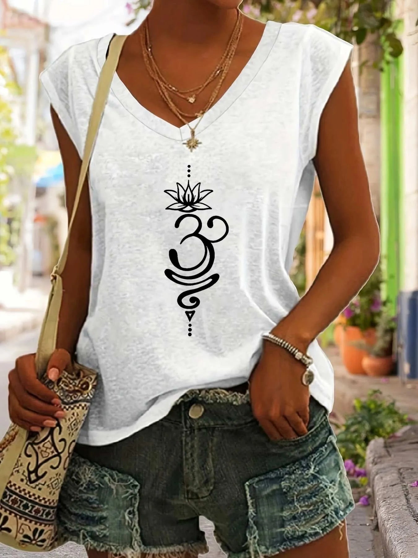 Graphic V-neck Tank