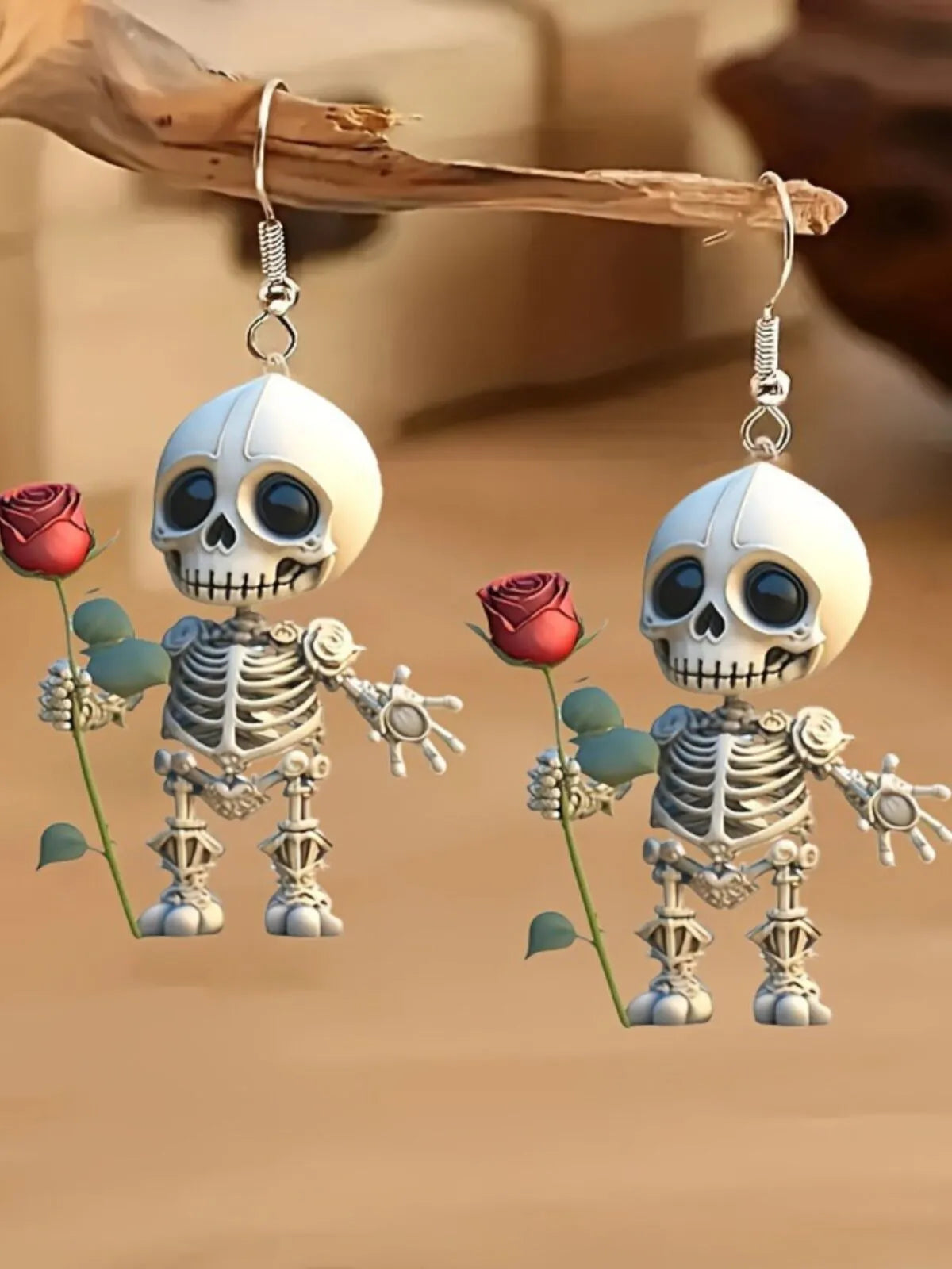 1 Pair Halloween Skeleton Head Ghost Pendant Acrylic Fashion Creative Earrings
