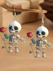 1 Pair Halloween Skeleton Head Ghost Pendant Acrylic Fashion Creative Earrings