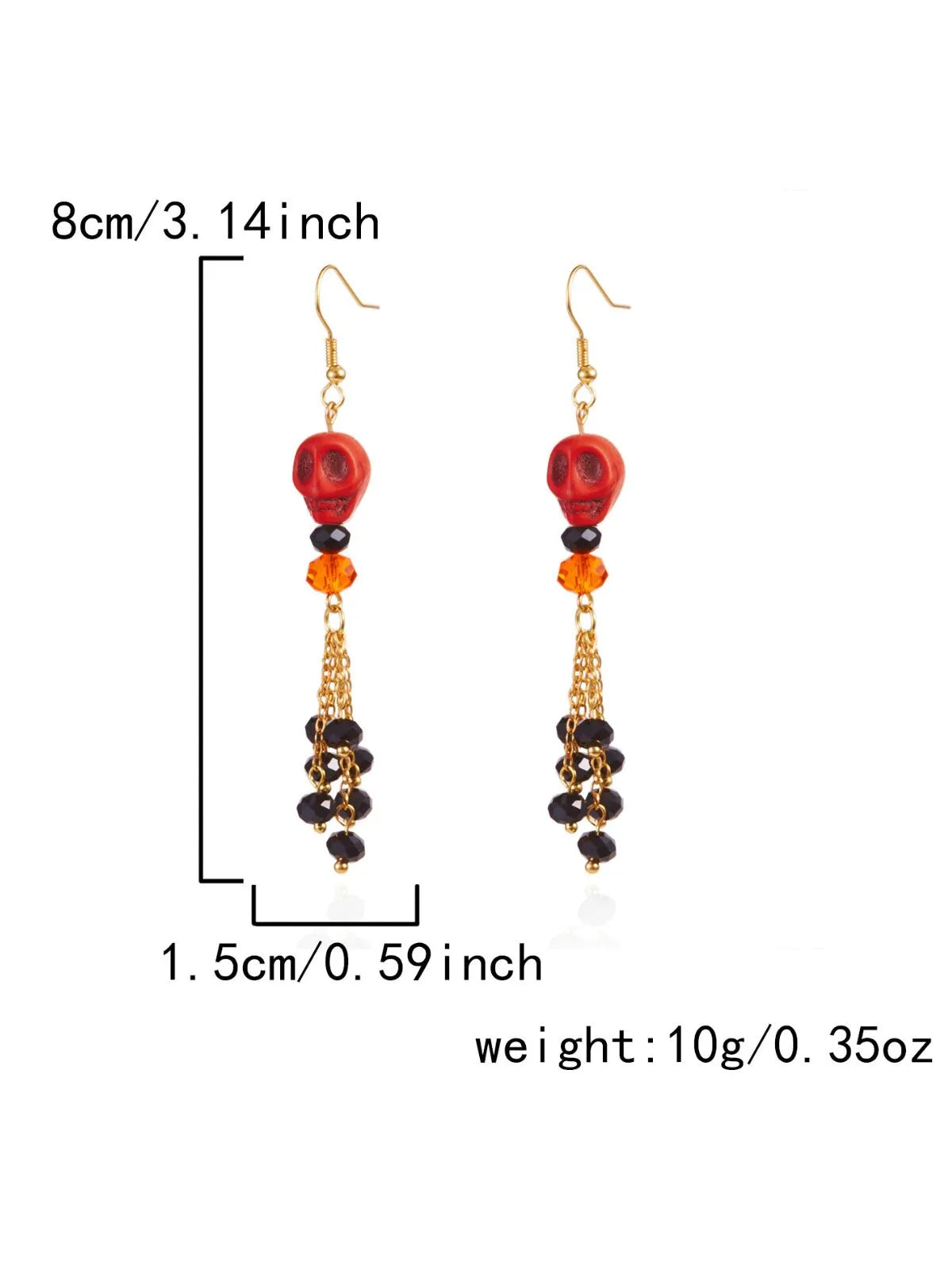 Halloween 1 Pair Retro Skull Tassel Earrings