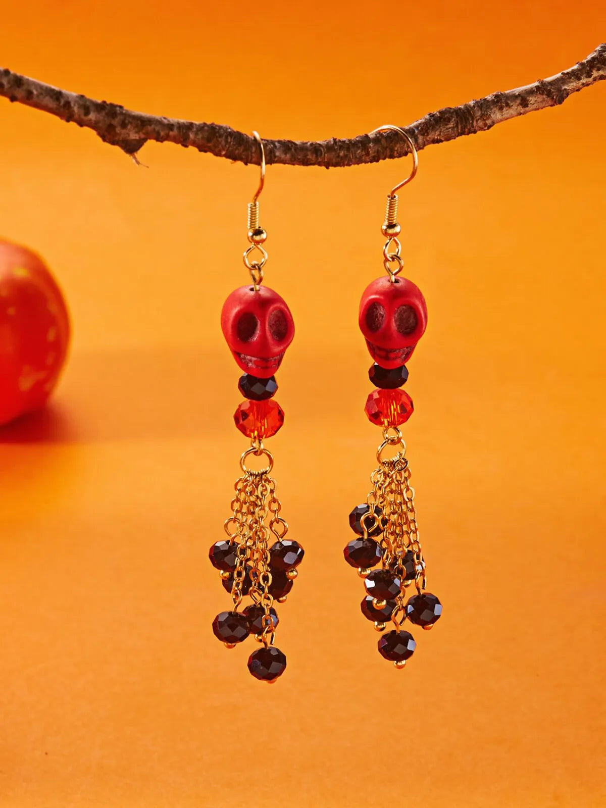 Halloween 1 Pair Retro Skull Tassel Earrings