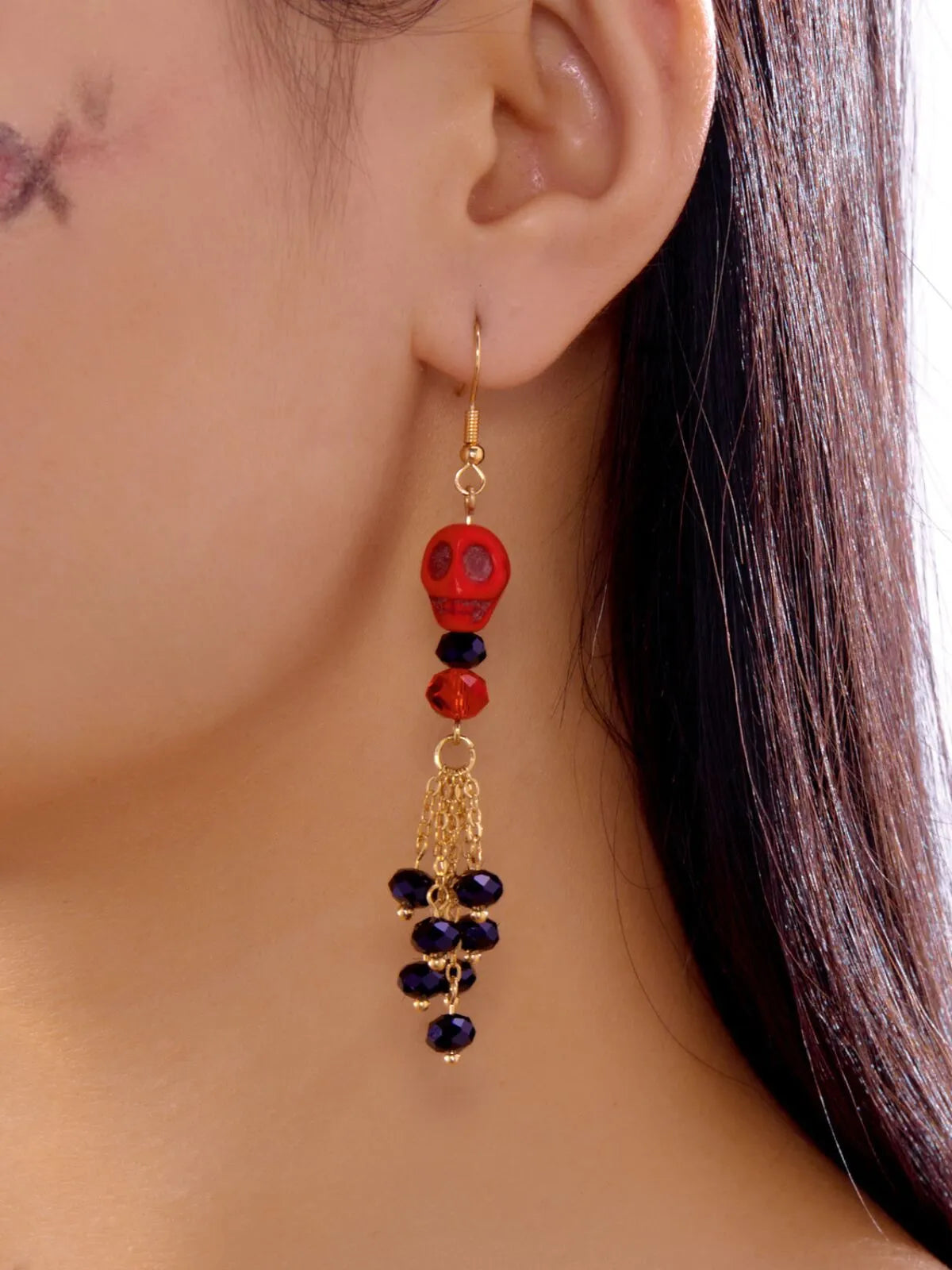 Halloween 1 Pair Retro Skull Tassel Earrings