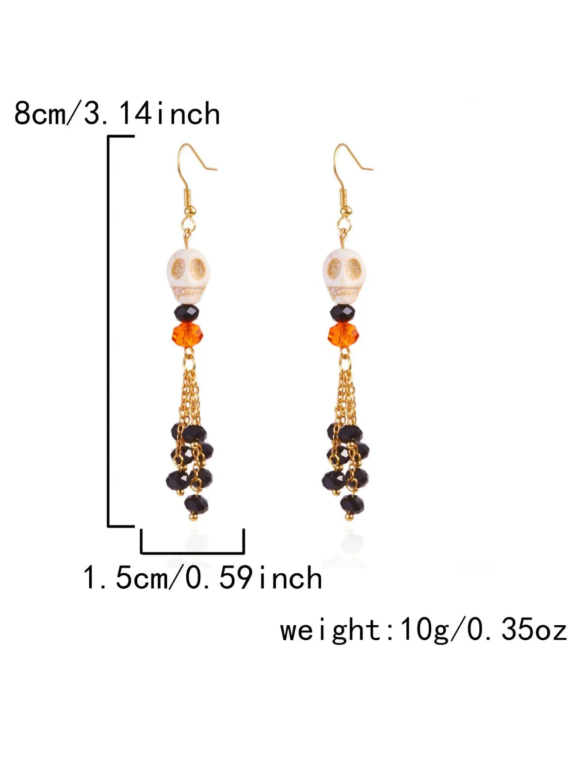Halloween 1 Pair Retro Skull Tassel Earrings