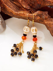 Halloween 1 Pair Retro Skull Tassel Earrings