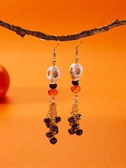 Halloween 1 Pair Retro Skull Tassel Earrings