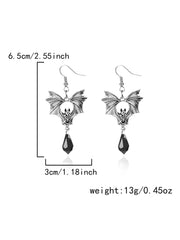 Halloween 1 Pair Dark Gothic Punk Style Black Bat and Red Crystal Earrings