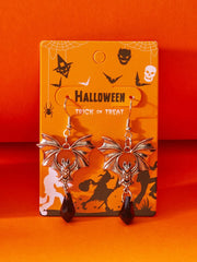 Halloween 1 Pair Dark Gothic Punk Style Black Bat and Red Crystal Earrings