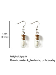1 Pair Halloween White Specter in Glass Bottle Dangle Jewelry Party Ornament Earring