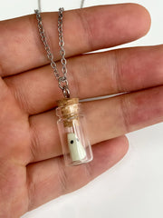 1 Pair Halloween White Specter in Glass Bottle Dangle Jewelry Party Ornament Earring