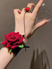 Halloween 1pc Vintage Bohemian Lace Rose Flower Finger Bracelet
