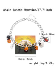 Halloween 1pc Pumpkin and Bat Necklace