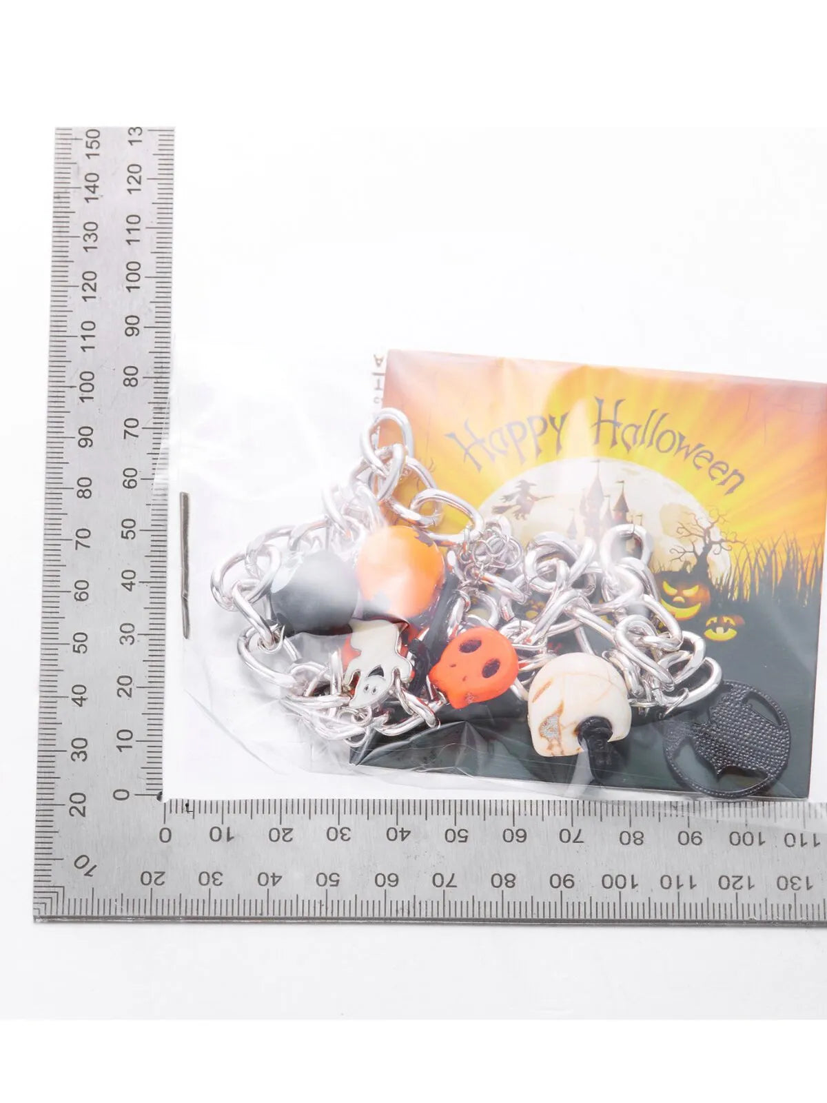 Halloween 1pc Pumpkin and Bat Necklace