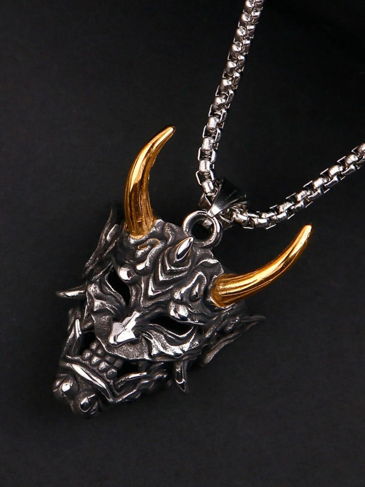 Halloween 1pc Devil Mask Gothic Skull pendant Masquerade Party Necklace