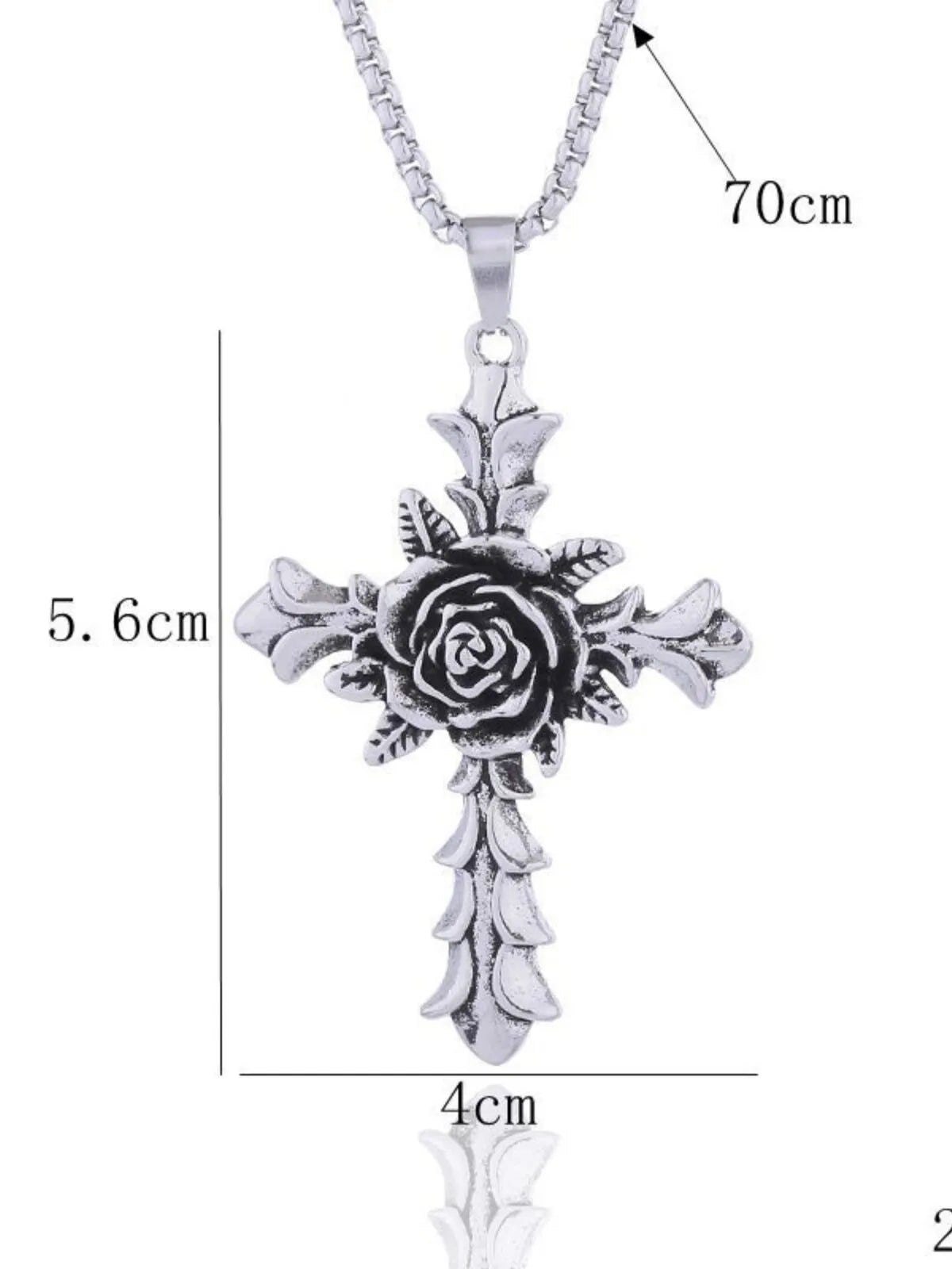 Halloween 1pc Rose Cross Pendant Stainless Steel Chain Punk Christmas Gifts Necklace