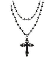 Halloween 1pc Gothic Y2K Beaded Cross Punk Black Necklace