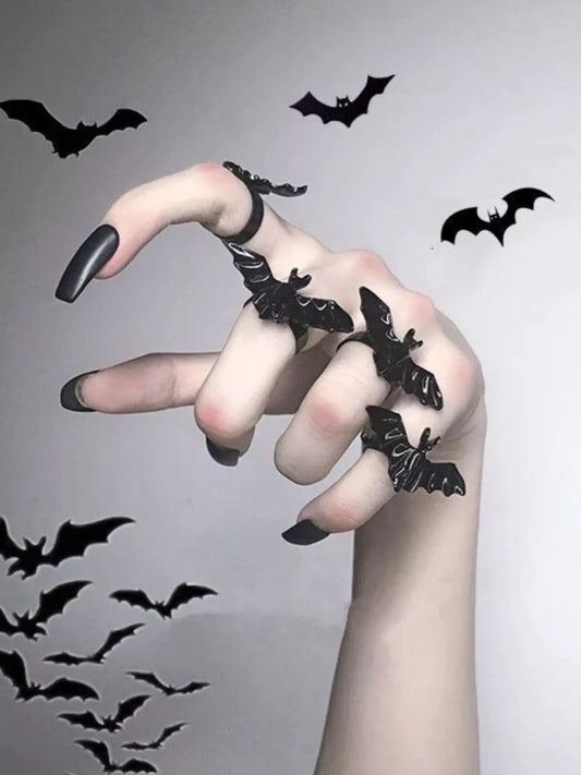  1PC Halloween Dark Gothic Role Playing Party Bat Adjustable Unisex Open Rings 1200