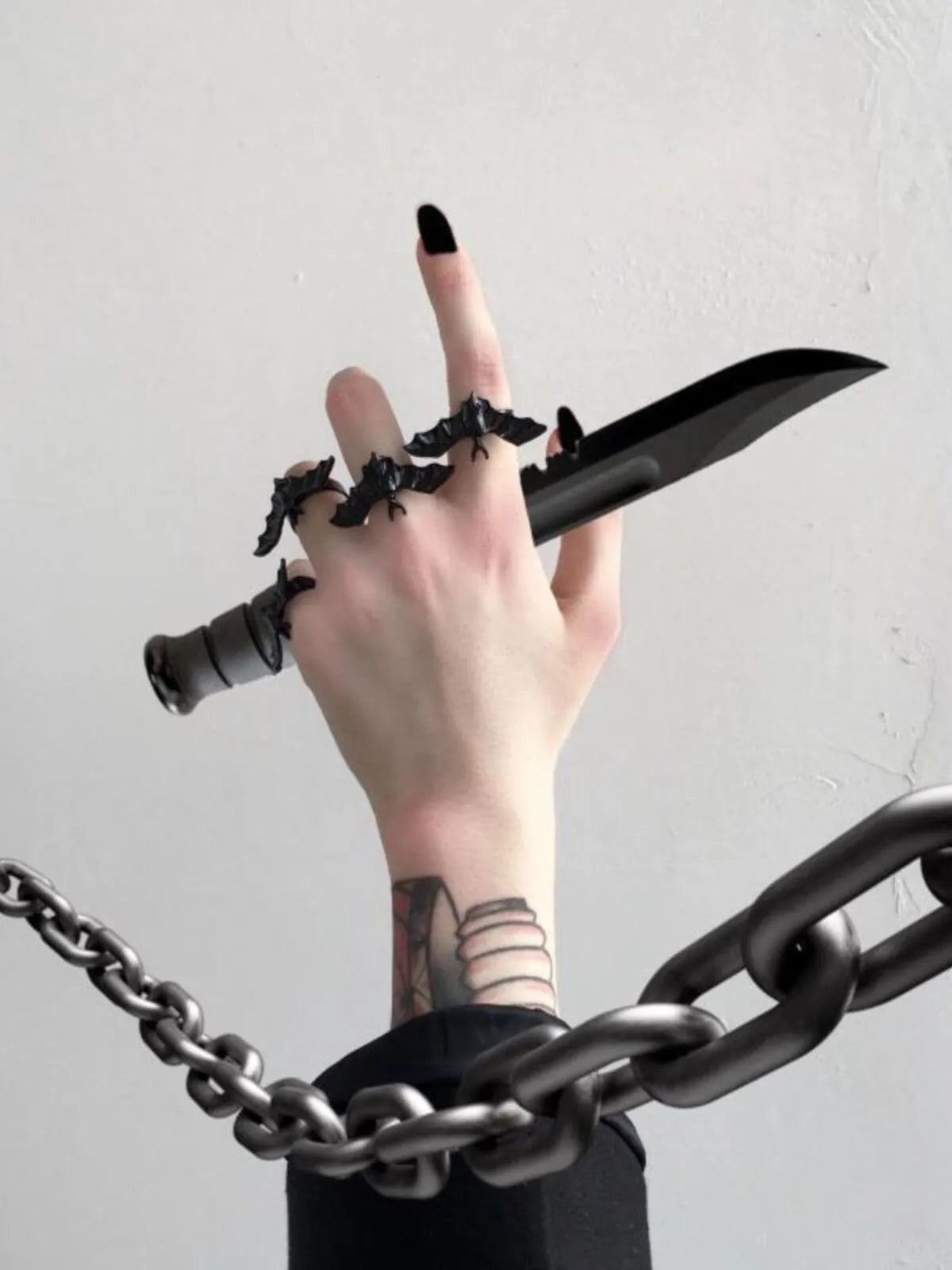  1PC Halloween Dark Gothic Role Playing Party Bat Adjustable Unisex Open Rings