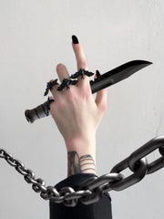  1PC Halloween Dark Gothic Role Playing Party Bat Adjustable Unisex Open Rings