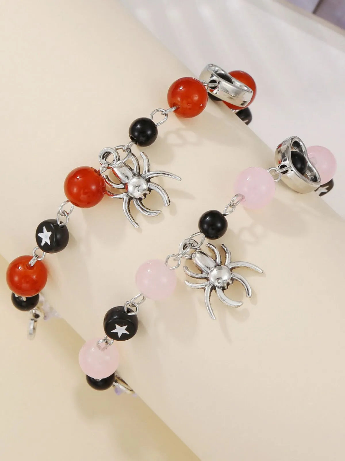 1pc Halloween Spider Natural Stone Resin Beads Friendship Matching Bracelets