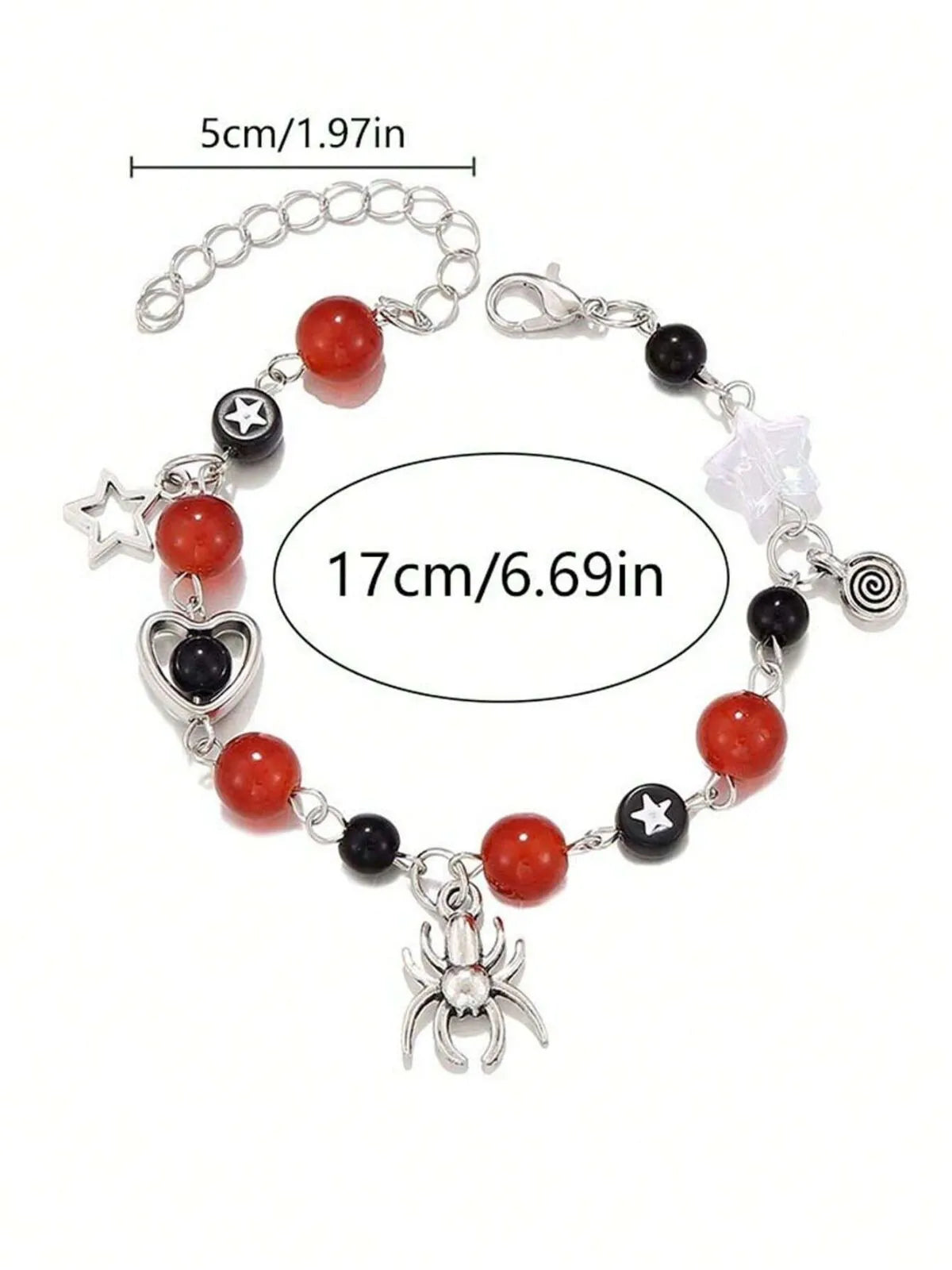 1pc Halloween Spider Natural Stone Resin Beads Friendship Matching Bracelets