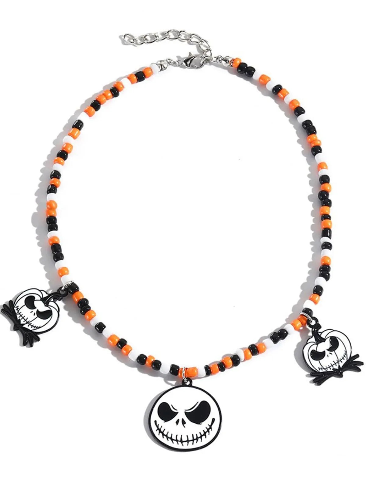 Halloween 1PC Bead Funny Vintage Handmade Bat Pumpkin Skull Spider Pendant Necklace