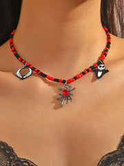 Halloween 1PC Bead Funny Vintage Handmade Bat Pumpkin Skull Spider Pendant Necklace