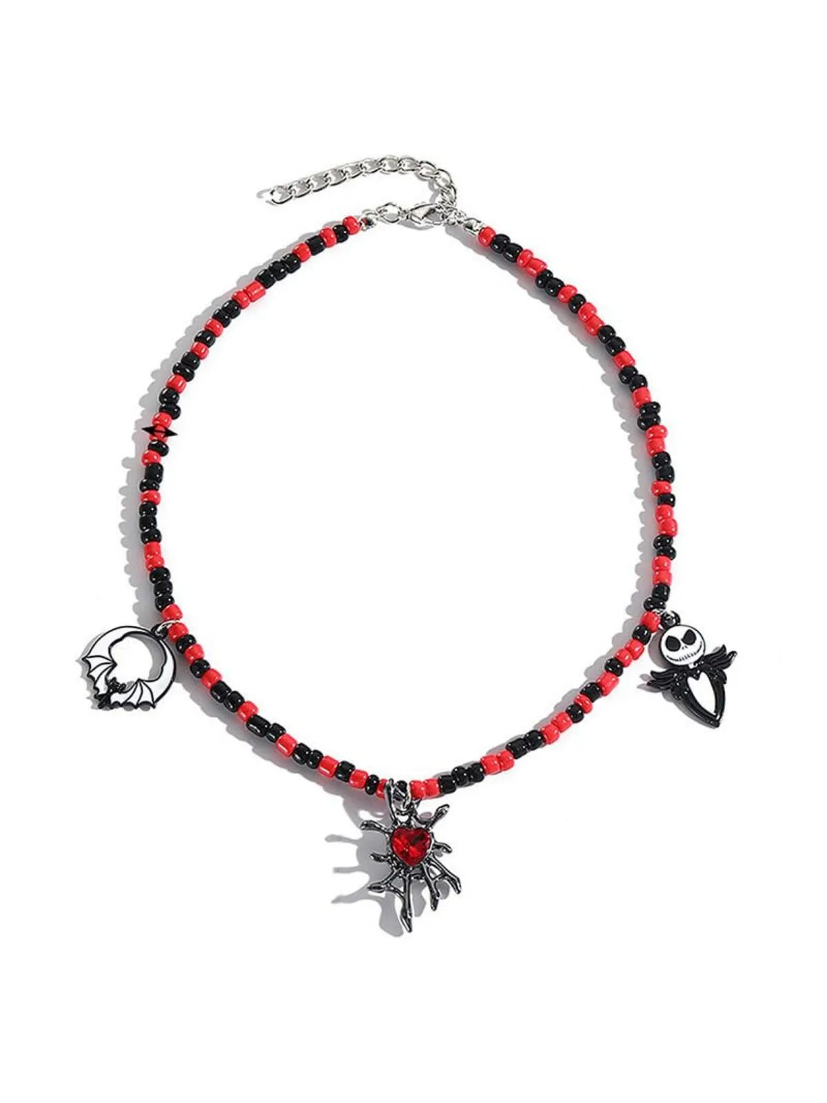 Halloween 1PC Bead Funny Vintage Handmade Bat Pumpkin Skull Spider Pendant Necklace