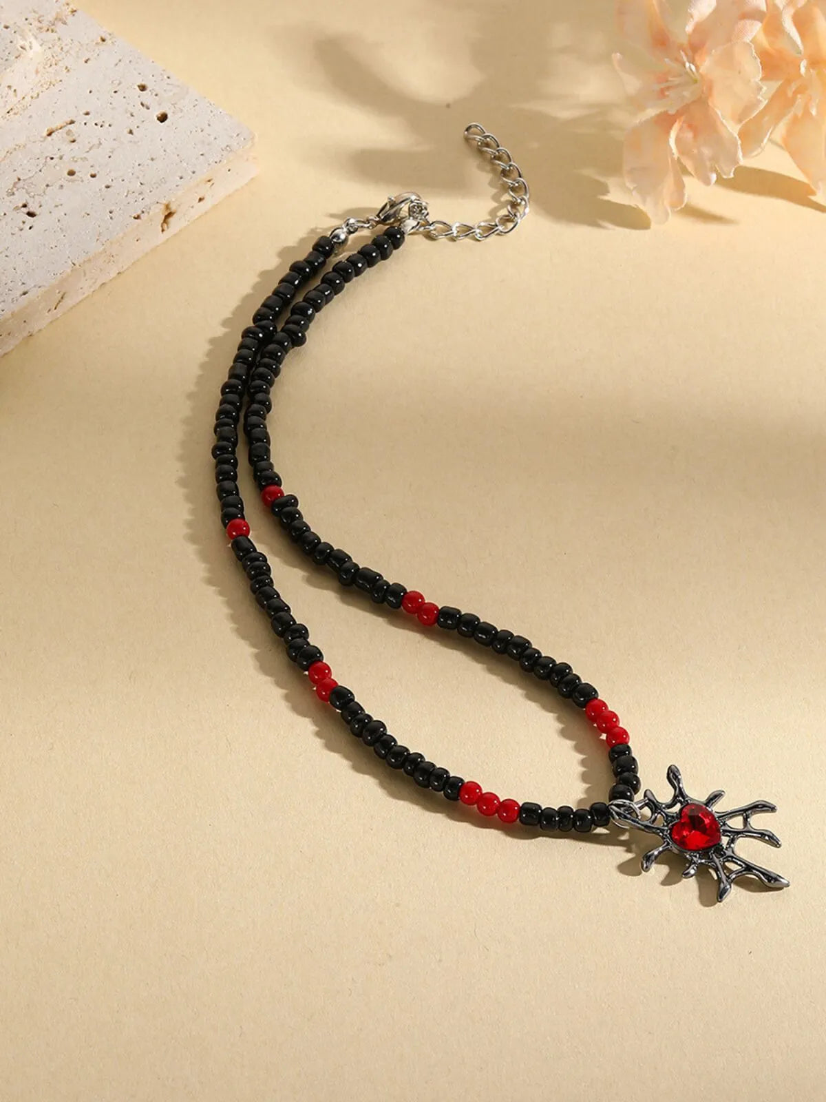 Halloween 1PC Gothic Black Alloy Spider Skull Pendant Stylish Victorian Steampunk Monochromatic Necklace 