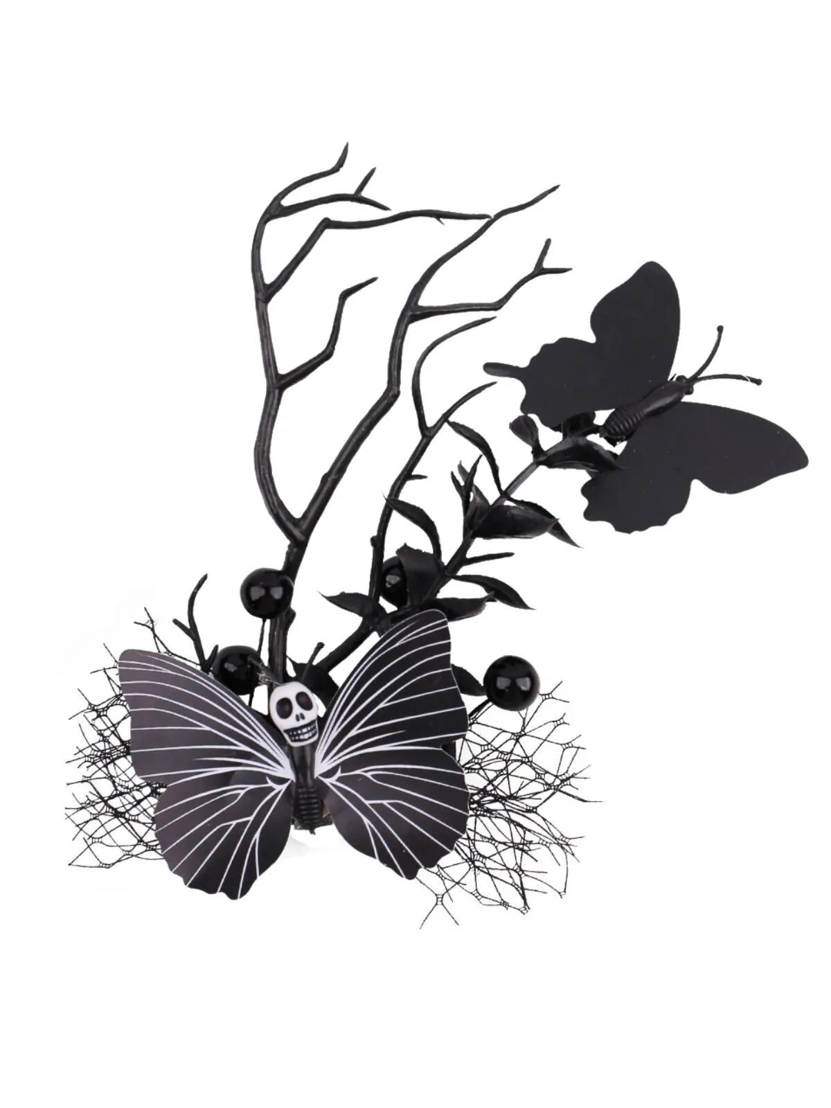 Halloween 1pc Butterfly Dry Branch Side Decoration Mesh Claw Party Costume Hair Clip 