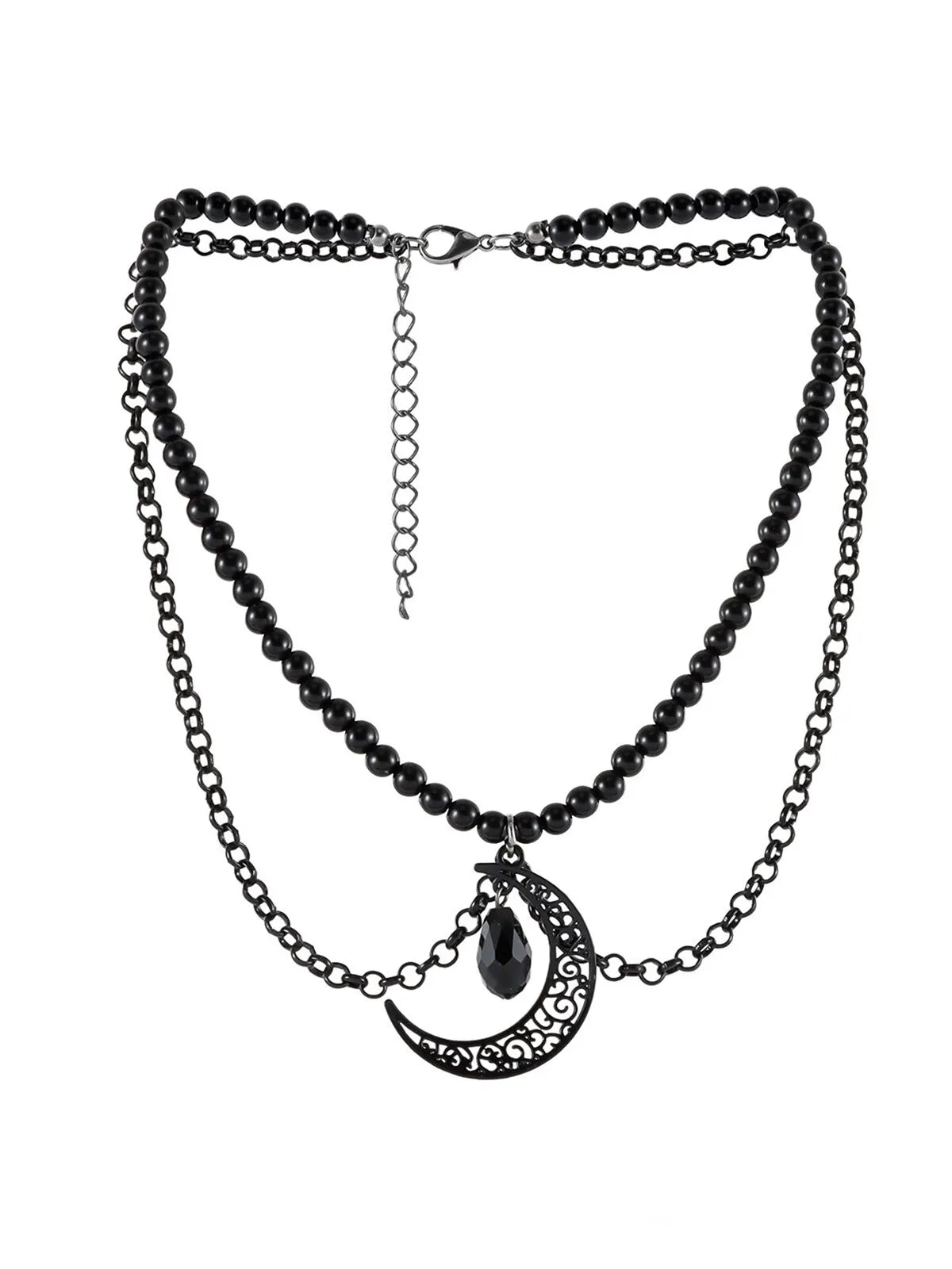 Halloween 1pc Black Moon Crystal Gothic Witch Choker Necklace