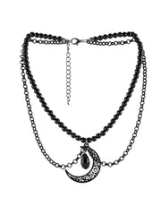 Halloween 1pc Black Moon Crystal Gothic Witch Choker Necklace