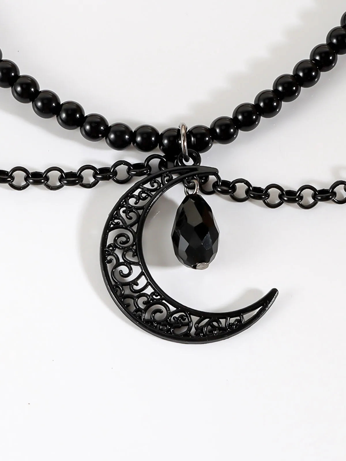 Halloween 1pc Black Moon Crystal Gothic Witch Choker Necklace