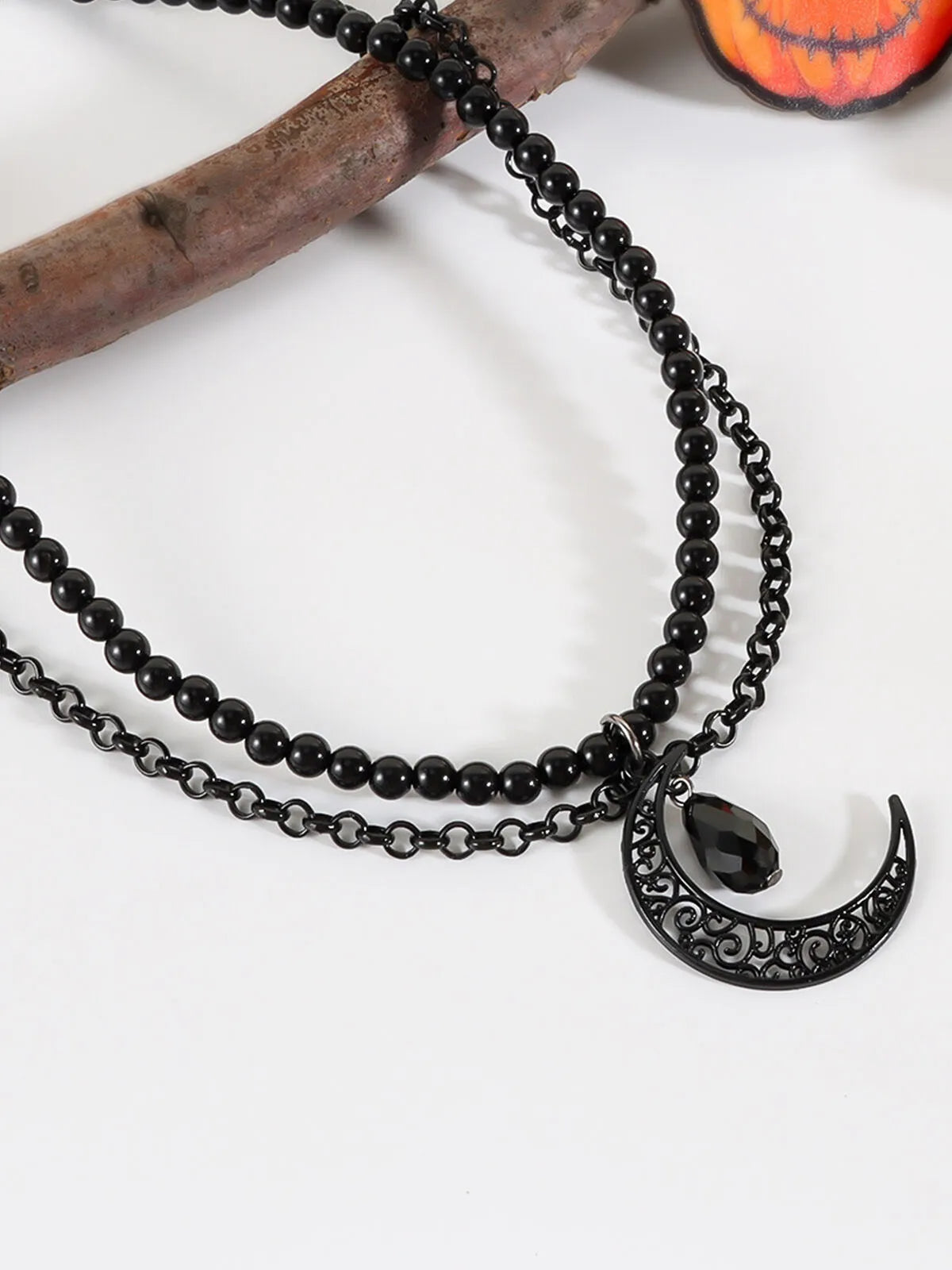 Halloween 1pc Black Moon Crystal Gothic Witch Choker Necklace